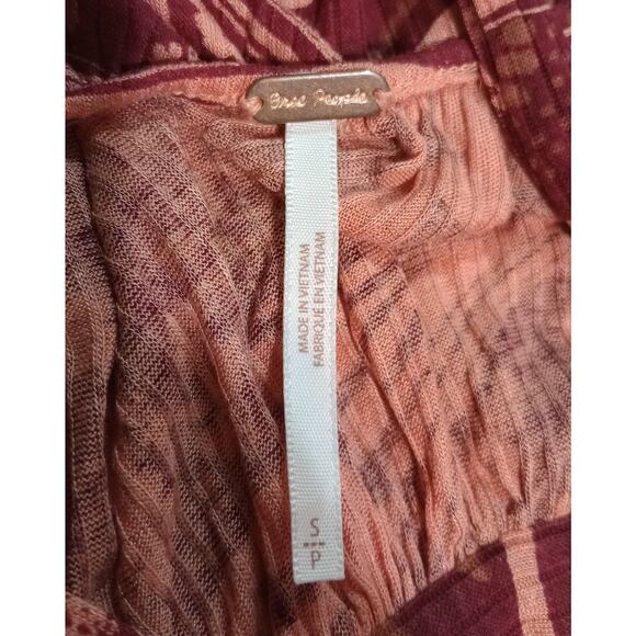 Free People Tank Top Womens Small Red Orange Floral Boho Raw Distress Hem Rayon - Picture 5 of 7